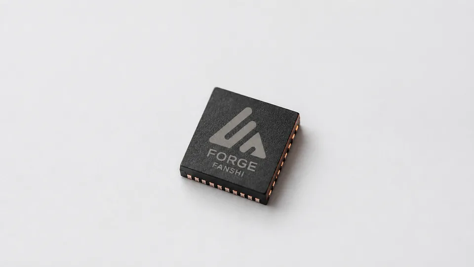 逐火 Forge 端侧轻量级大模型推理芯片,封装顶面激光刻有燔石标志