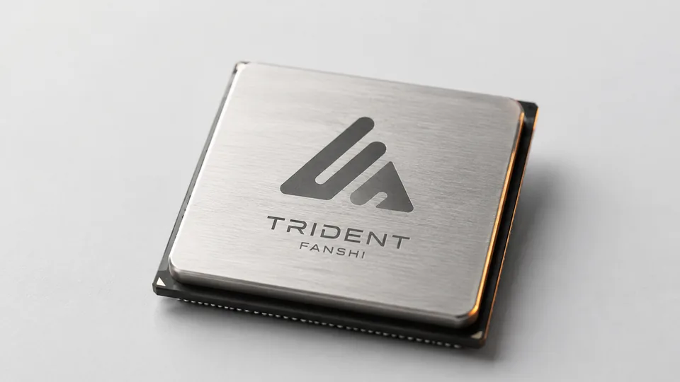 镇岳 Trident 旗舰重载型大模型推理芯片,金属散热盖上刻有燔石标志